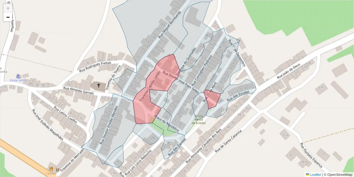 Mapa detalhado do código postal 7480-300 com limites, códigos postais vizinhos e agências dos correios