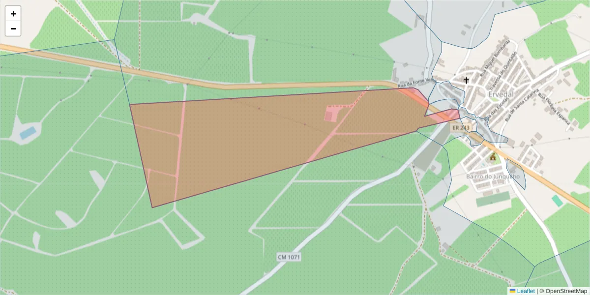 Mapa detalhado do código postal 7480-307 com limites, códigos postais vizinhos e agências dos correios