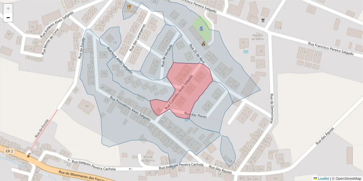 Mapa detalhado do código postal 7490-013 com limites, códigos postais vizinhos e agências dos correios