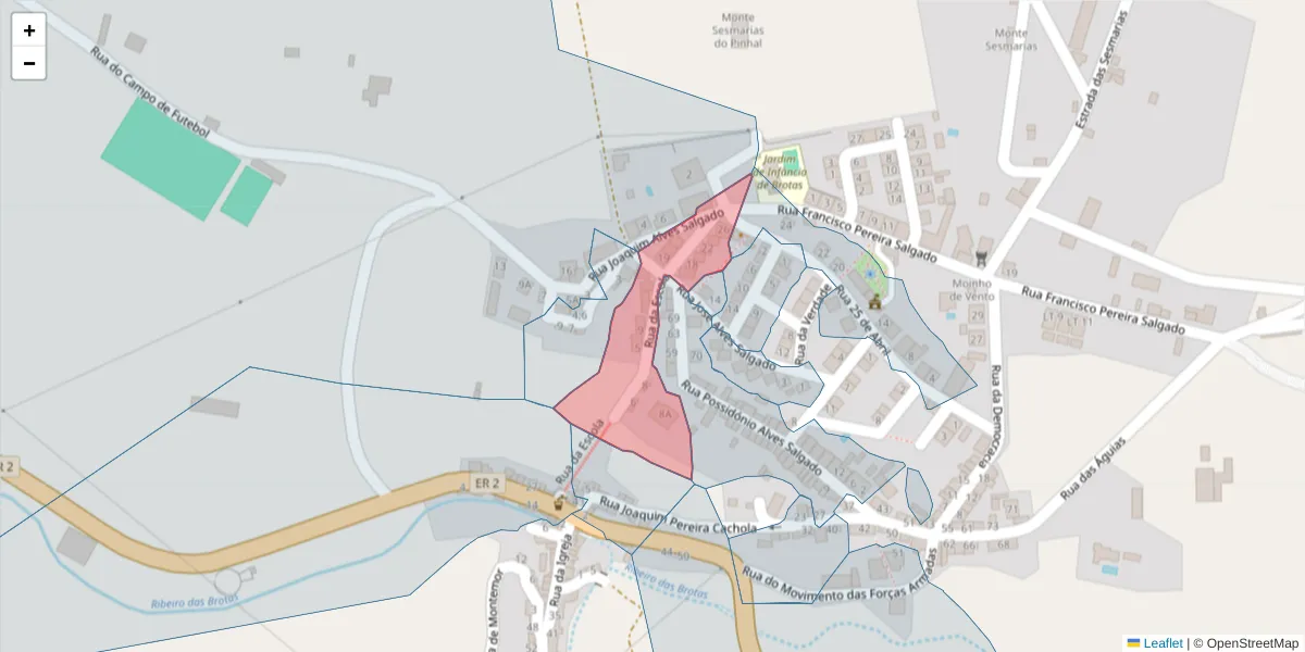 Mapa detalhado do código postal 7490-015 com limites, códigos postais vizinhos e agências dos correios