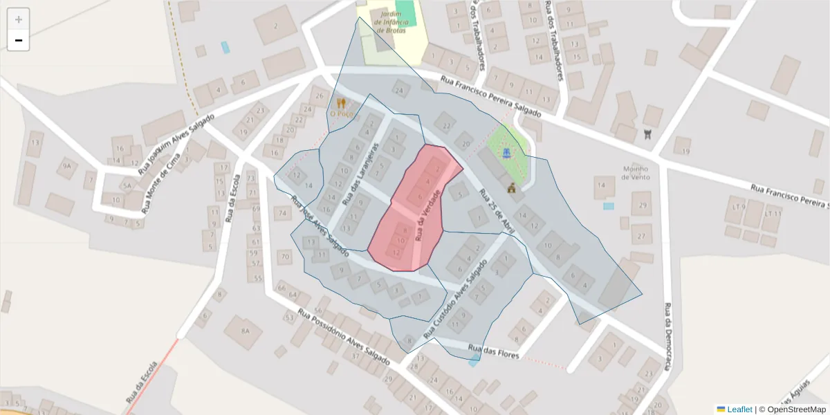 Mapa detalhado do código postal 7490-018 com limites, códigos postais vizinhos e agências dos correios