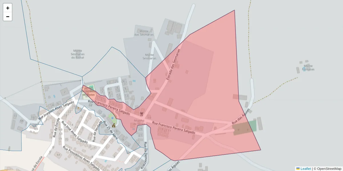 Mapa detalhado do código postal 7490-024 com limites, códigos postais vizinhos e agências dos correios