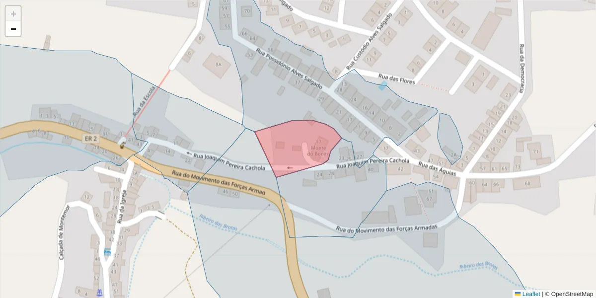 Mapa detalhado do código postal 7490-032 com limites, códigos postais vizinhos e agências dos correios