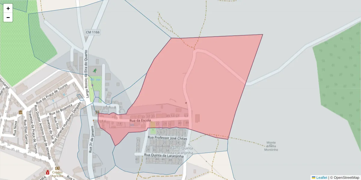 Mapa detalhado do código postal 7490-071 com limites, códigos postais vizinhos e agências dos correios
