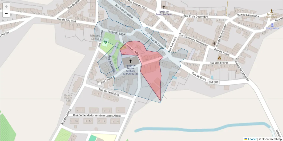 Mapa detalhado do código postal 7490-094 com limites, códigos postais vizinhos e agências dos correios