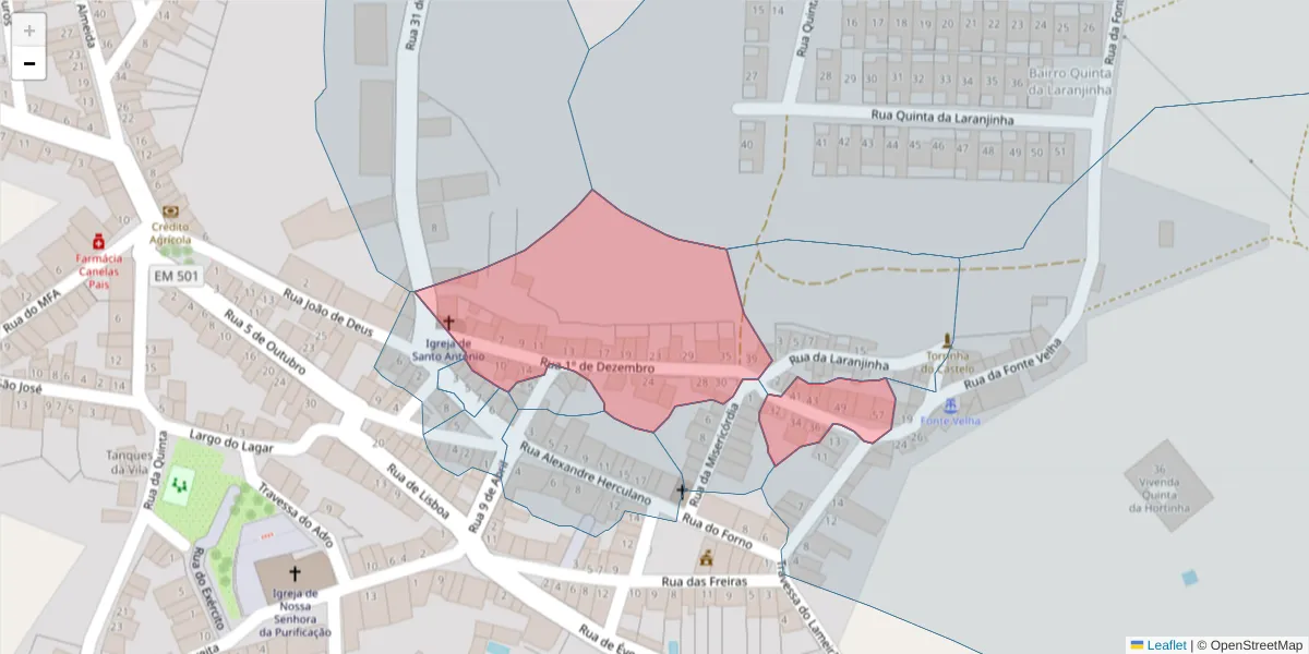 Mapa detalhado do código postal 7490-102 com limites, códigos postais vizinhos e agências dos correios