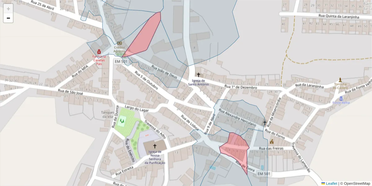 Mapa detalhado do código postal 7490-103 com limites, códigos postais vizinhos e agências dos correios