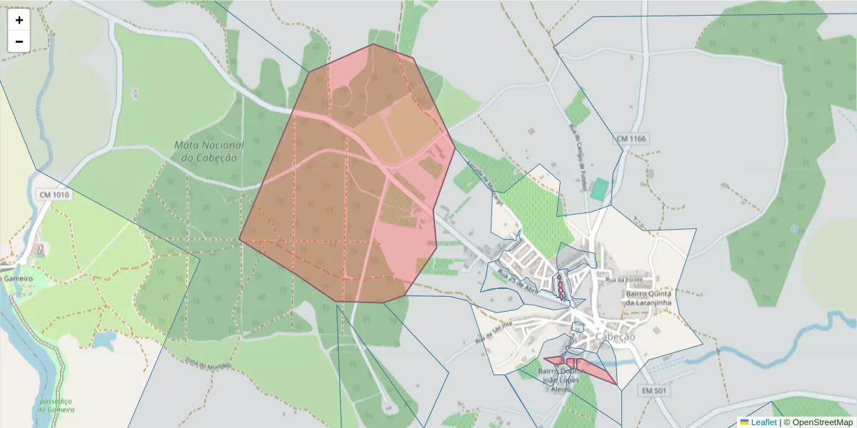 Mapa detalhado do código postal 7490-120 com limites, códigos postais vizinhos e agências dos correios