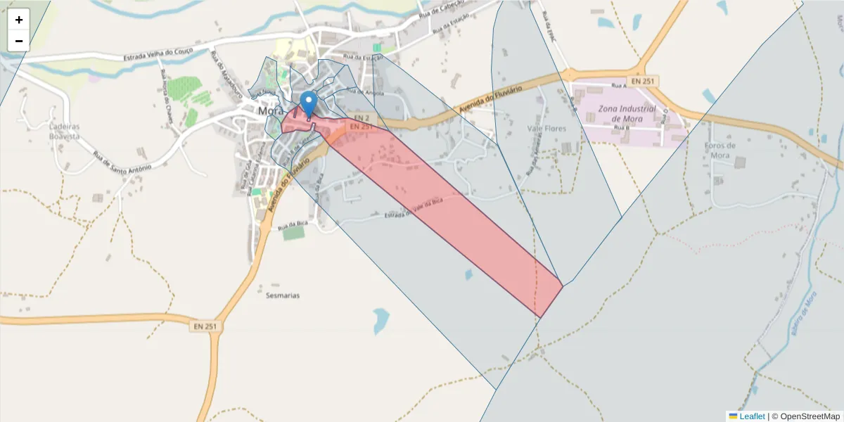 Mapa detalhado do código postal 7490-208 com limites, códigos postais vizinhos e agências dos correios