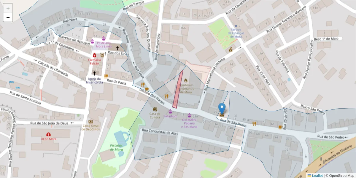 Mapa detalhado do código postal 7490-209 com limites, códigos postais vizinhos e agências dos correios