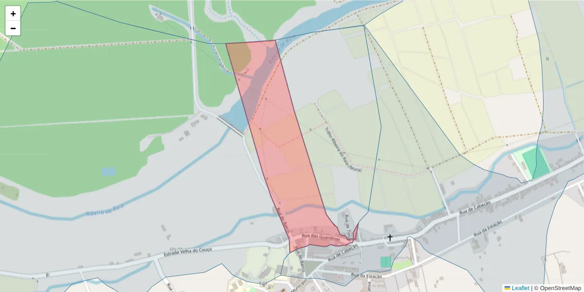 Mapa detalhado do código postal 7490-232 com limites, códigos postais vizinhos e agências dos correios