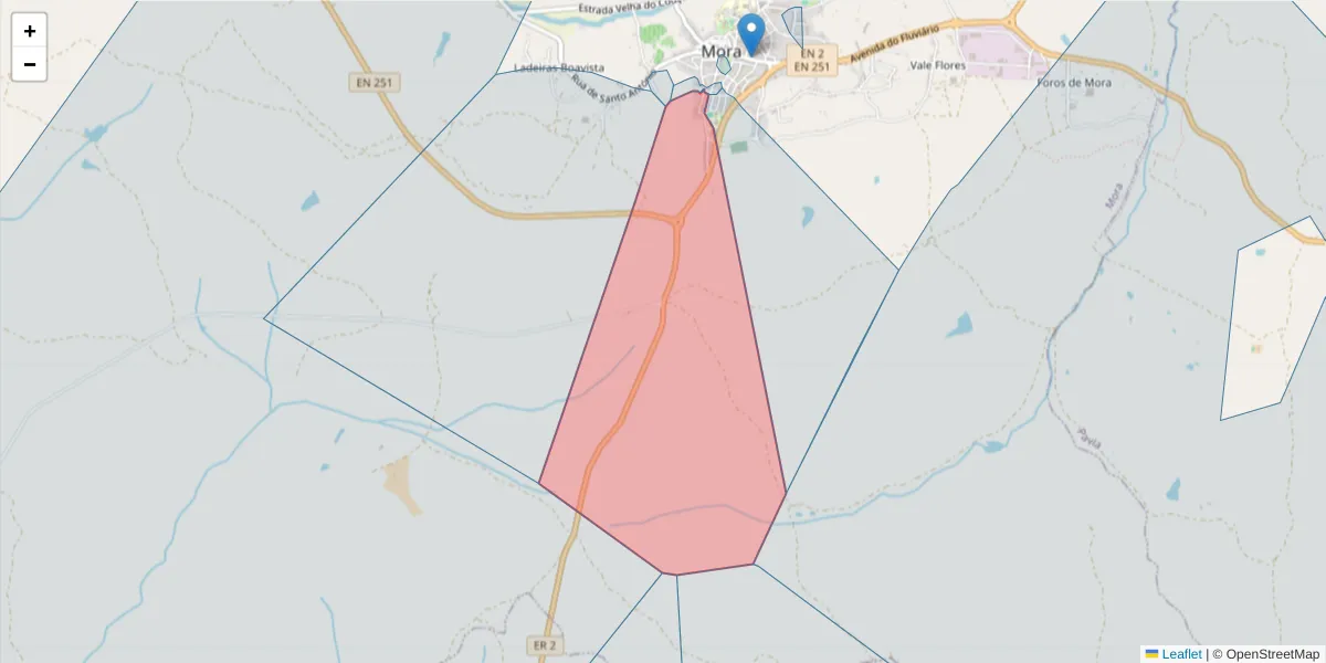 Mapa detalhado do código postal 7490-235 com limites, códigos postais vizinhos e agências dos correios