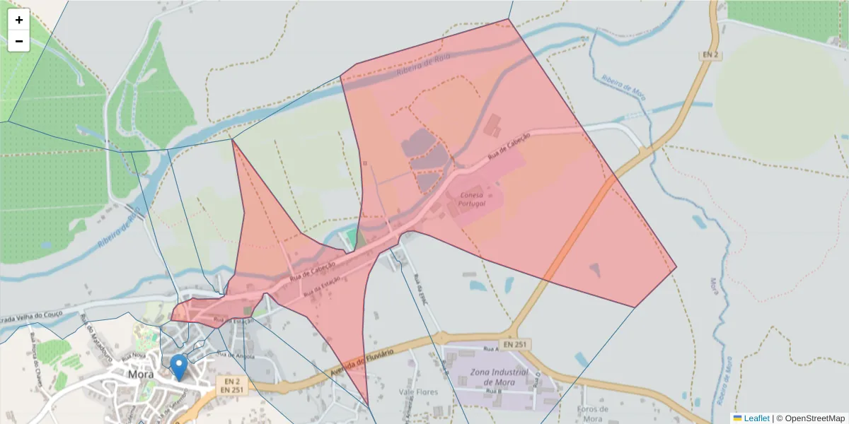Mapa detalhado do código postal 7490-241 com limites, códigos postais vizinhos e agências dos correios