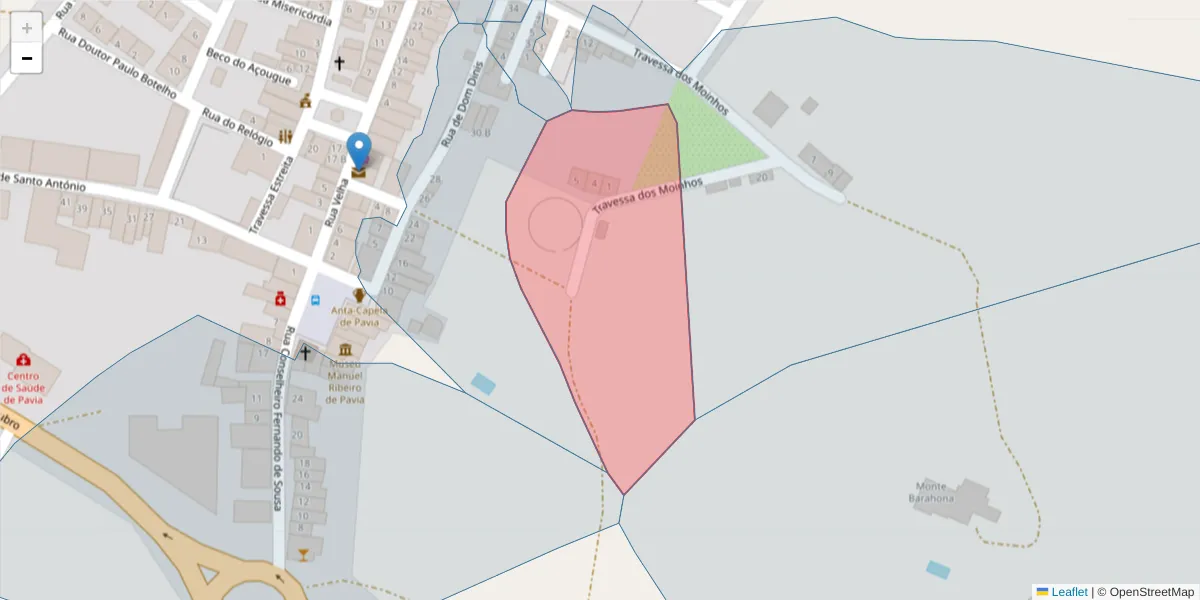 Mapa detalhado do código postal 7490-402 com limites, códigos postais vizinhos e agências dos correios
