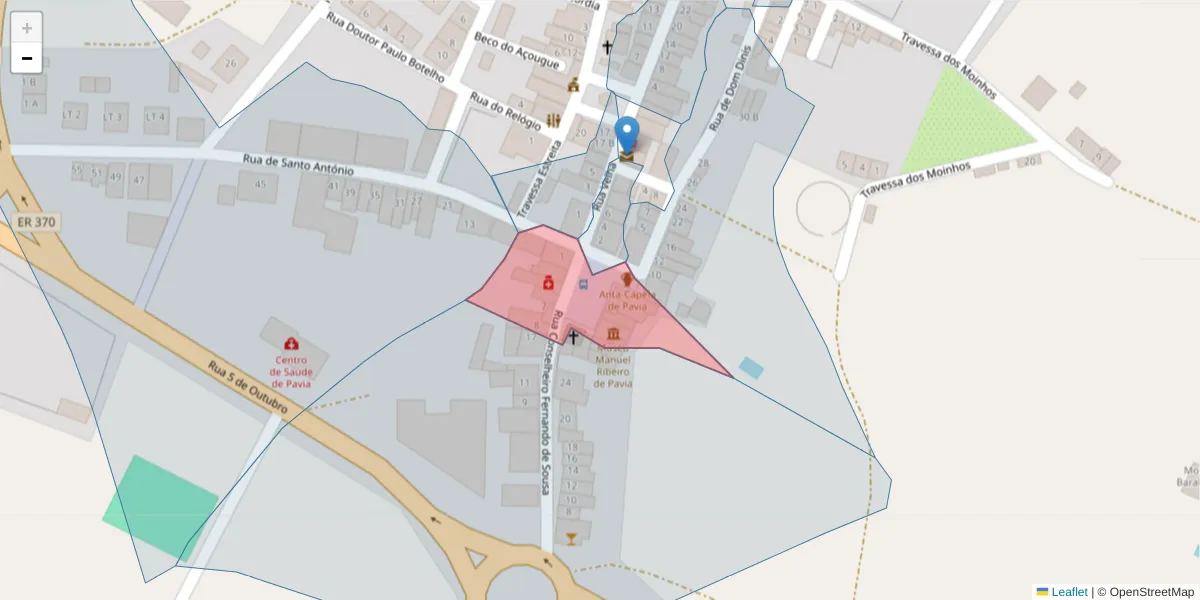 Mapa detalhado do código postal 7490-422 com limites, códigos postais vizinhos e agências dos correios