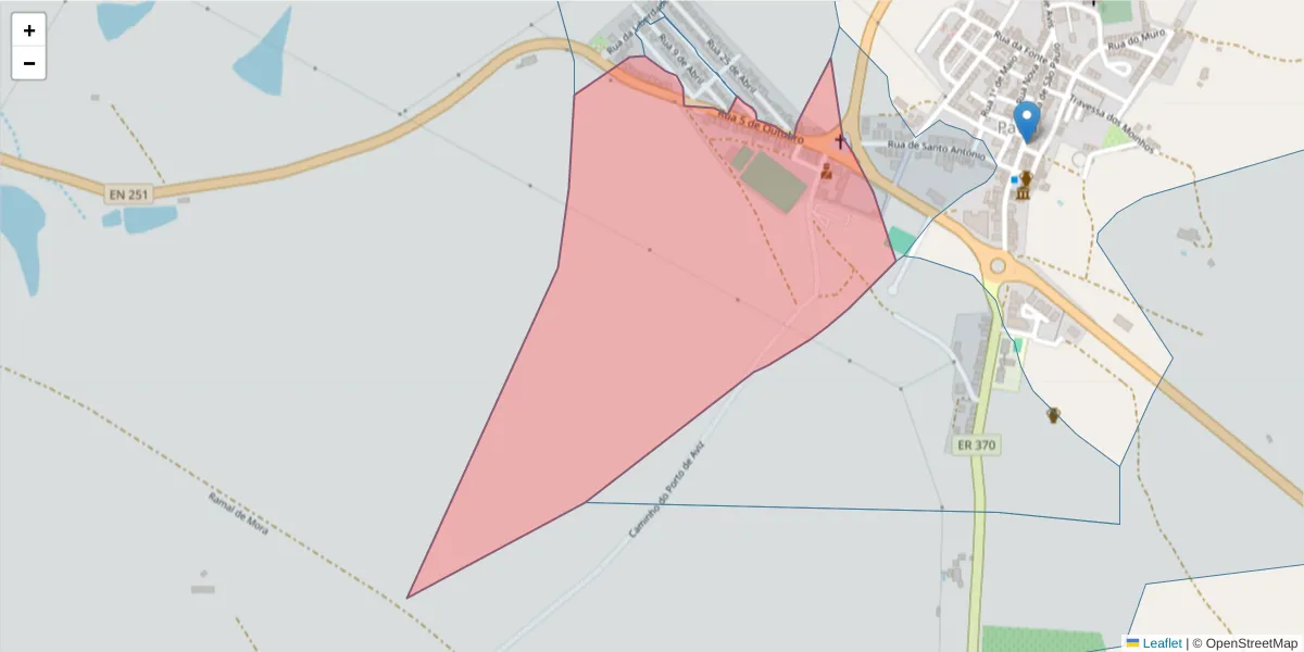 Mapa detalhado do código postal 7490-426 com limites, códigos postais vizinhos e agências dos correios