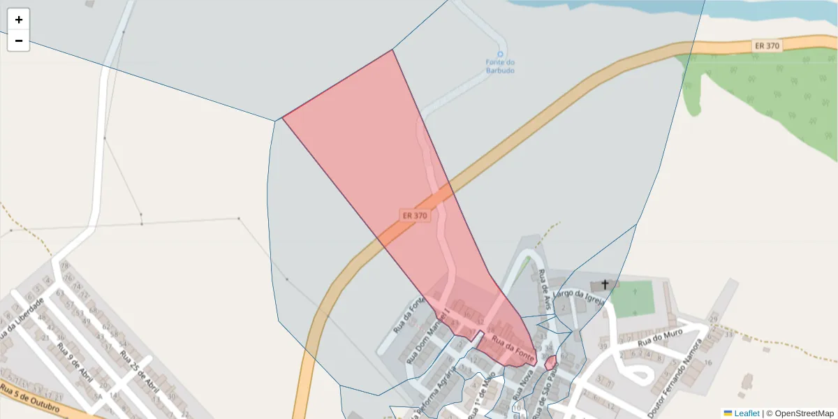 Mapa detalhado do código postal 7490-428 com limites, códigos postais vizinhos e agências dos correios