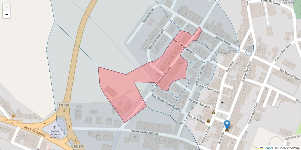Mapa detalhado do código postal 7490-430 com limites, códigos postais vizinhos e agências dos correios