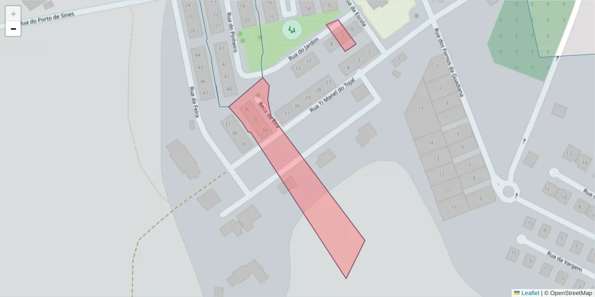 Mapa detalhado do código postal 7500-013 com limites, códigos postais vizinhos e agências dos correios