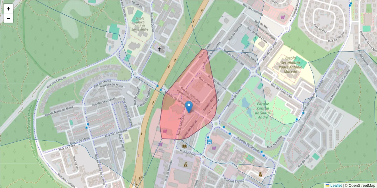 Mapa detalhado do código postal 7500-170 com limites, códigos postais vizinhos e agências dos correios