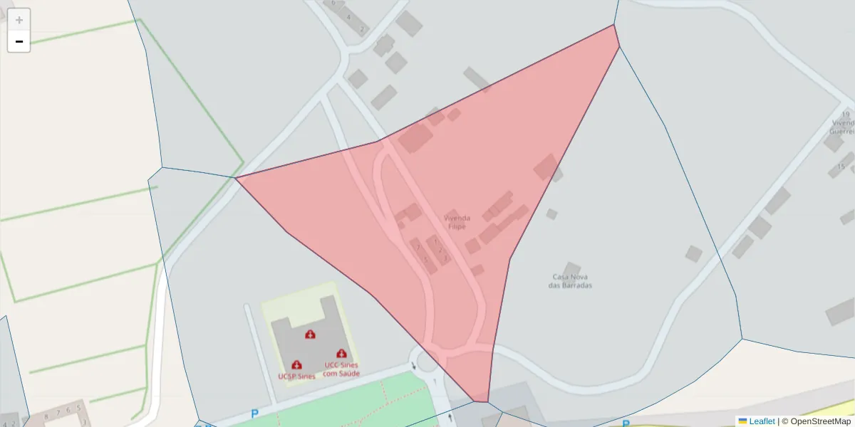 Mapa detalhado do código postal 7520-112 com limites, códigos postais vizinhos e agências dos correios