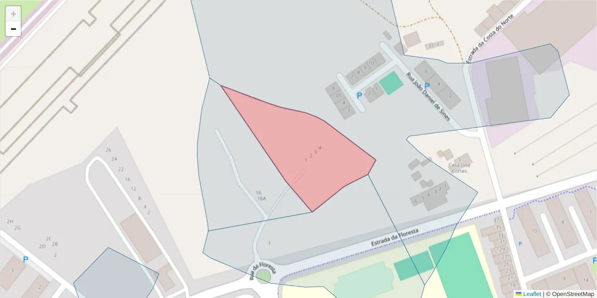 Mapa detalhado do código postal 7520-120 com limites, códigos postais vizinhos e agências dos correios