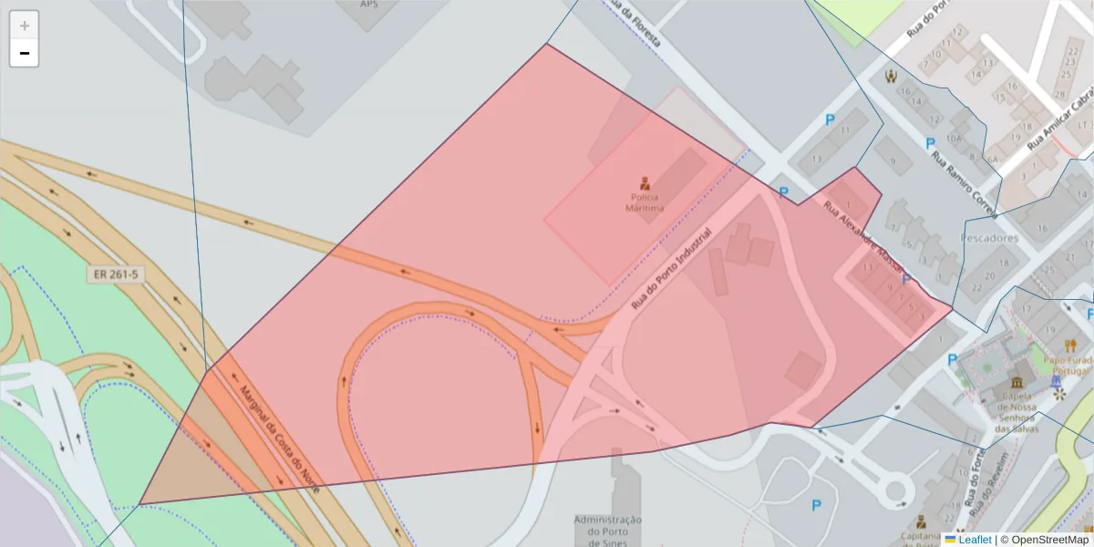 Mapa detalhado do código postal 7520-169 com limites, códigos postais vizinhos e agências dos correios