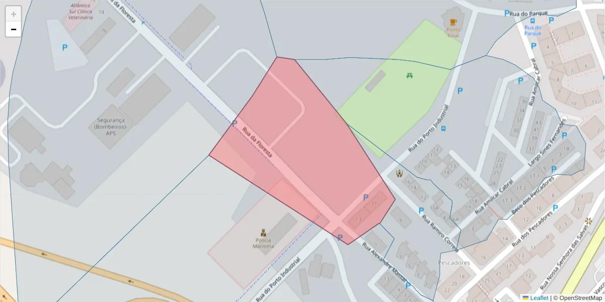 Mapa detalhado do código postal 7520-203 com limites, códigos postais vizinhos e agências dos correios
