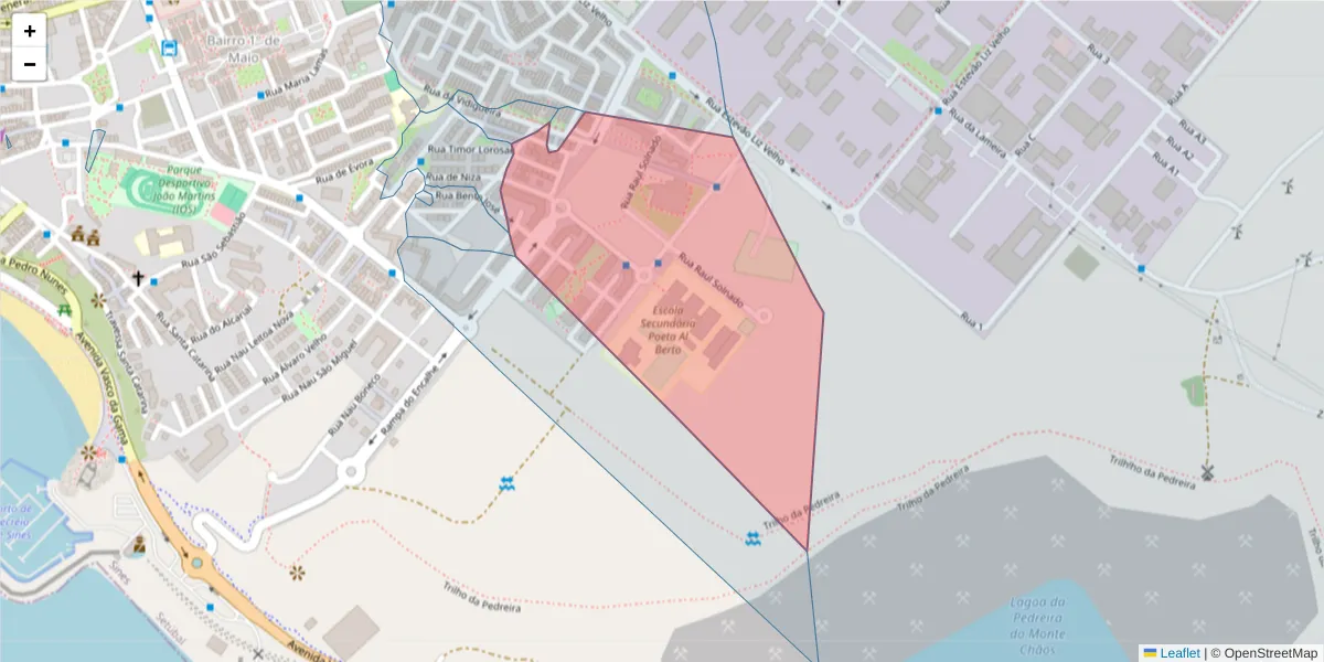 Mapa detalhado do código postal 7520-313 com limites, códigos postais vizinhos e agências dos correios