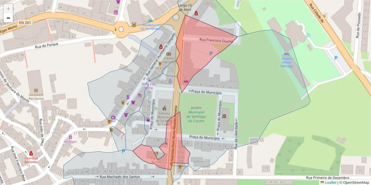 Mapa detalhado do código postal 7540-101 com limites, códigos postais vizinhos e agências dos correios
