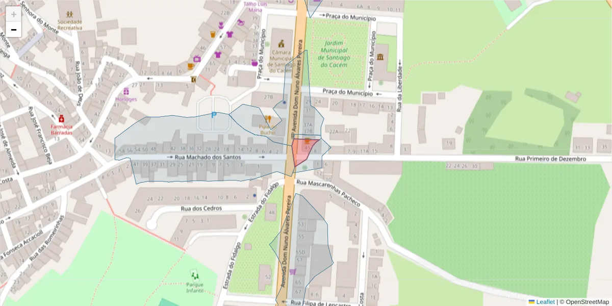Mapa detalhado do código postal 7540-102;7540-101 com limites, códigos postais vizinhos e agências dos correios