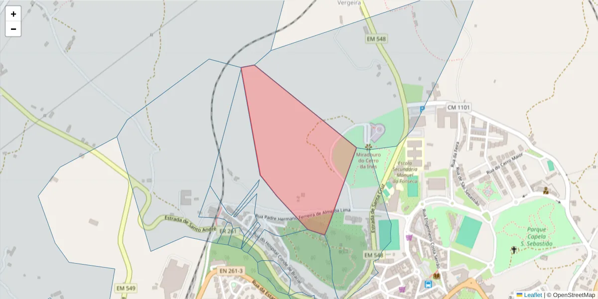 Mapa detalhado do código postal 7540-114 com limites, códigos postais vizinhos e agências dos correios