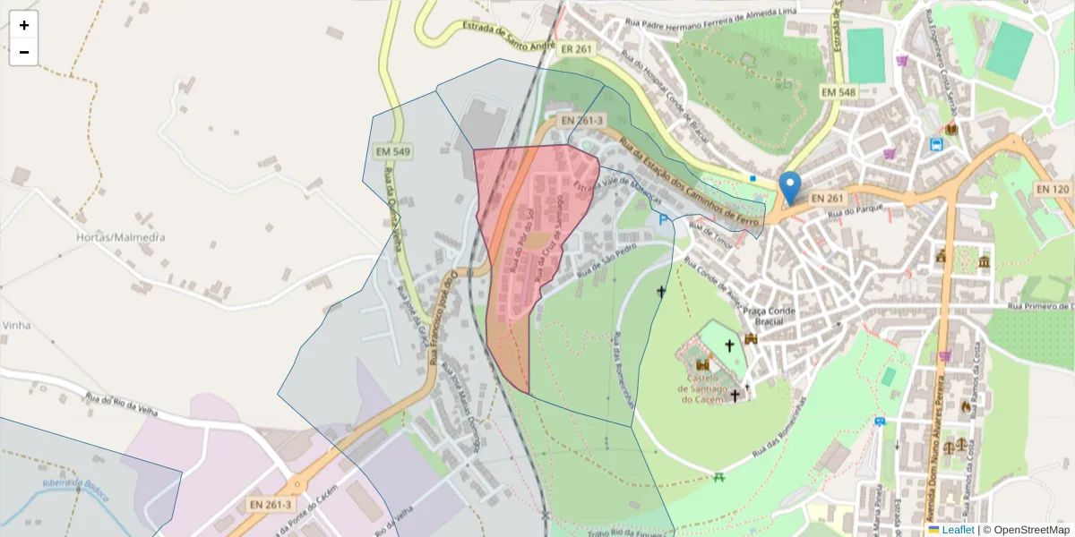 Mapa detalhado do código postal 7540-119 com limites, códigos postais vizinhos e agências dos correios