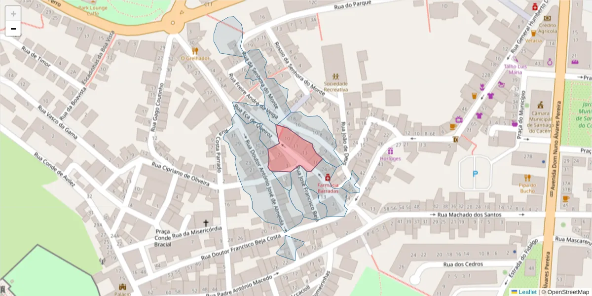 Mapa detalhado do código postal 7540-129 com limites, códigos postais vizinhos e agências dos correios