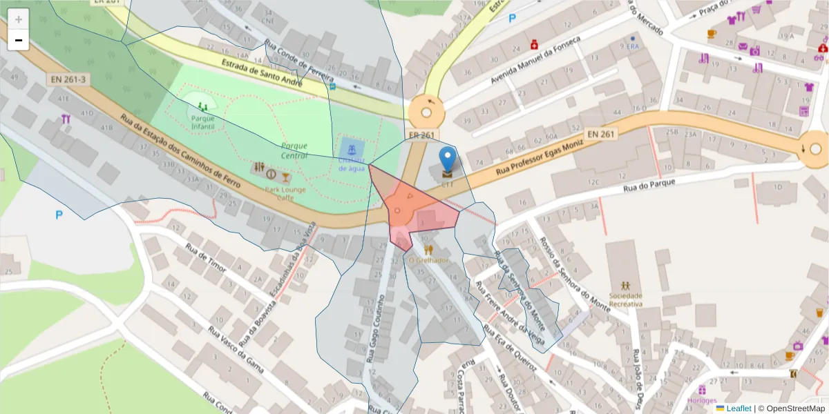 Mapa detalhado do código postal 7540-131 com limites, códigos postais vizinhos e agências dos correios