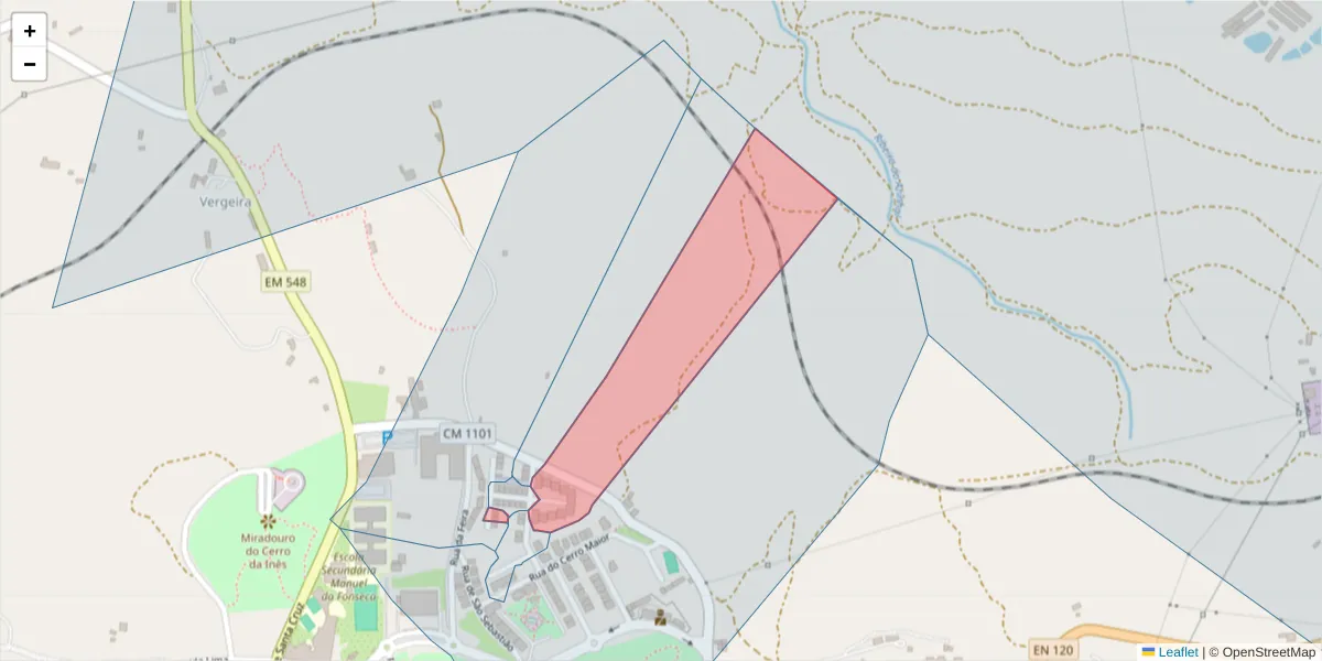 Mapa detalhado do código postal 7540-134 com limites, códigos postais vizinhos e agências dos correios