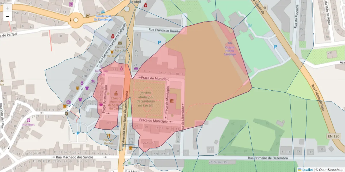 Mapa detalhado do código postal 7540-136 com limites, códigos postais vizinhos e agências dos correios