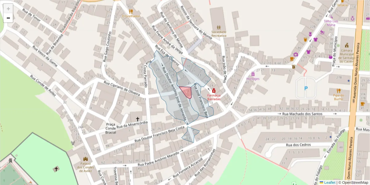 Mapa detalhado do código postal 7540-146 com limites, códigos postais vizinhos e agências dos correios