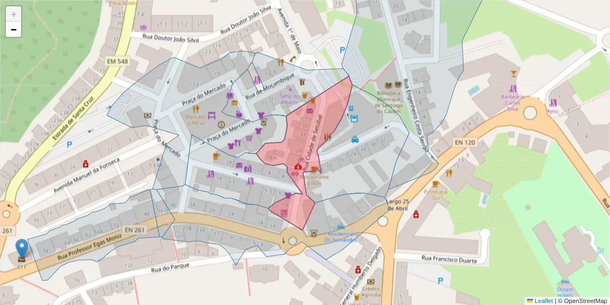 Mapa detalhado do código postal 7540-150 com limites, códigos postais vizinhos e agências dos correios