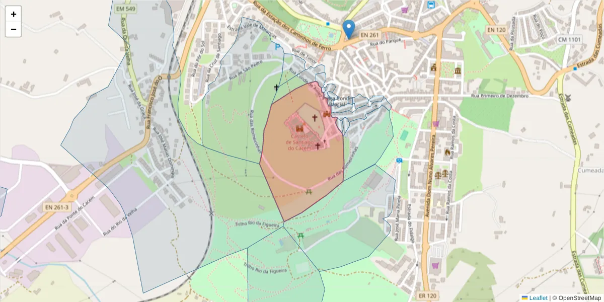 Mapa detalhado do código postal 7540-152 com limites, códigos postais vizinhos e agências dos correios