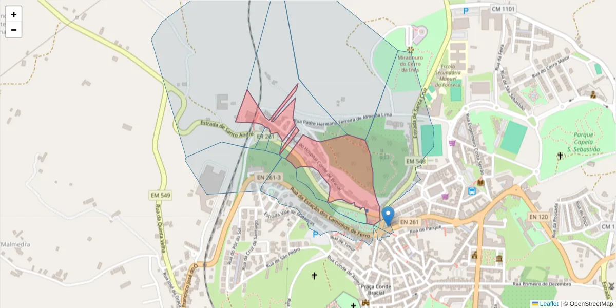 Mapa detalhado do código postal 7540-153 com limites, códigos postais vizinhos e agências dos correios
