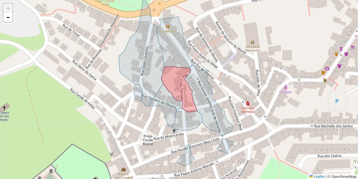 Mapa detalhado do código postal 7540-154 com limites, códigos postais vizinhos e agências dos correios