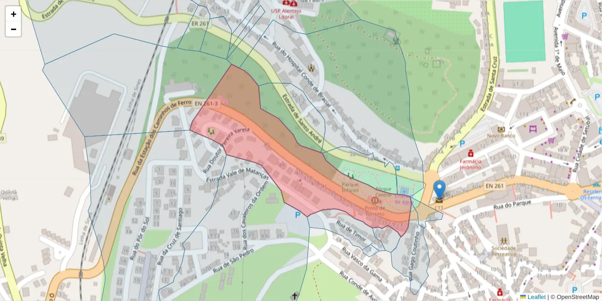 Mapa detalhado do código postal 7540-157 com limites, códigos postais vizinhos e agências dos correios