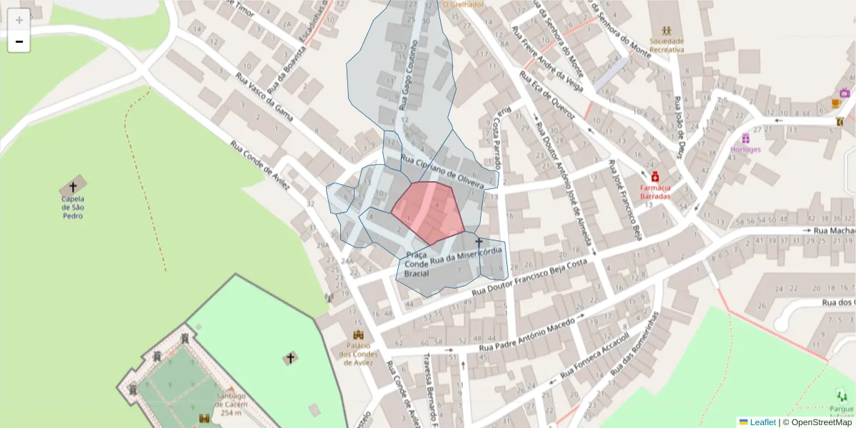 Mapa detalhado do código postal 7540-161 com limites, códigos postais vizinhos e agências dos correios