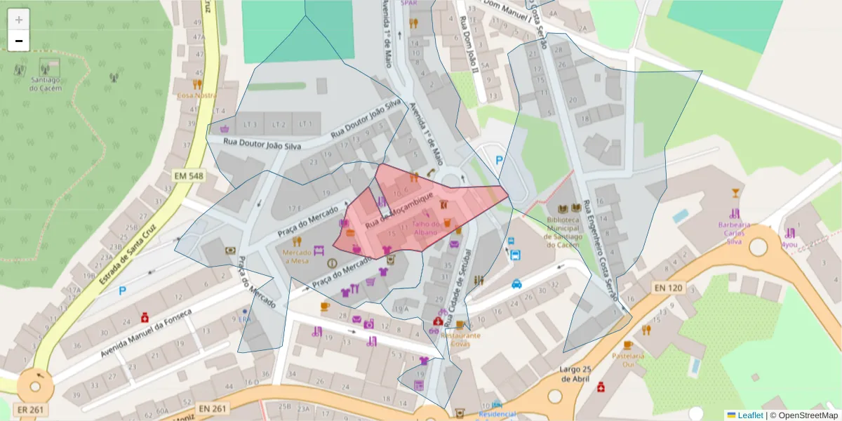 Mapa detalhado do código postal 7540-164 com limites, códigos postais vizinhos e agências dos correios