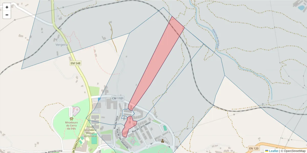 Mapa detalhado do código postal 7540-169 com limites, códigos postais vizinhos e agências dos correios