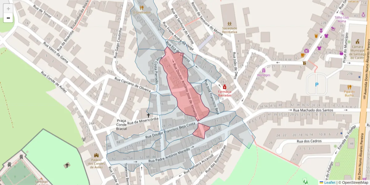 Mapa detalhado do código postal 7540-179 com limites, códigos postais vizinhos e agências dos correios