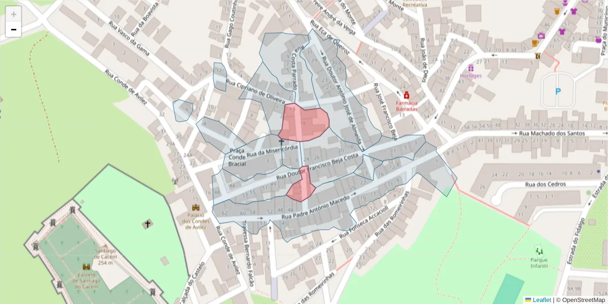 Mapa detalhado do código postal 7540-183 com limites, códigos postais vizinhos e agências dos correios