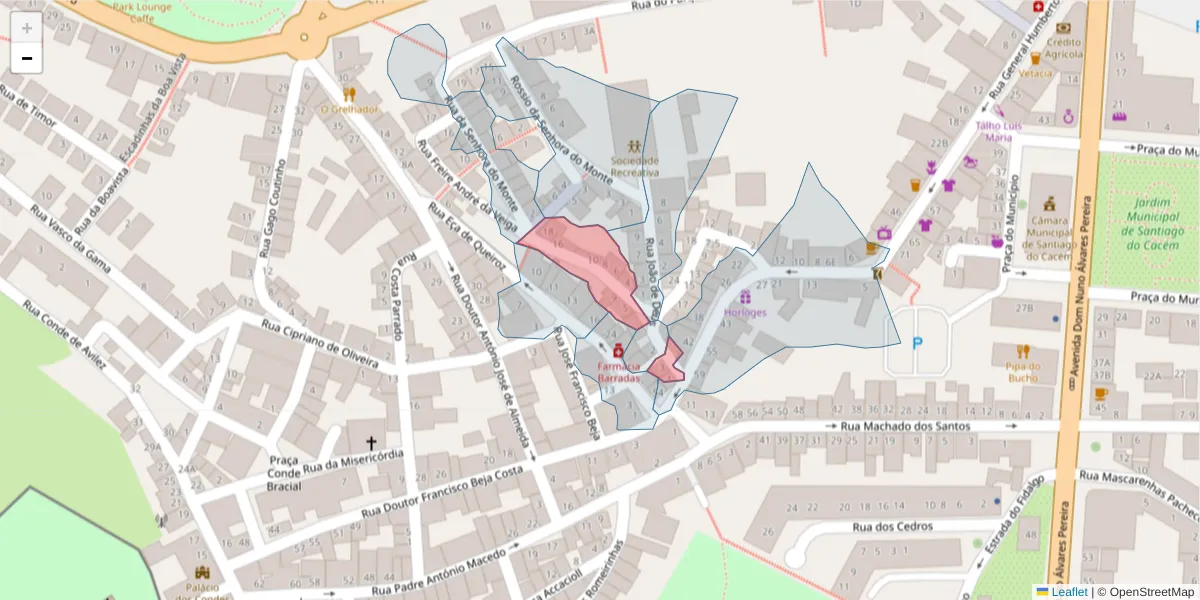 Mapa detalhado do código postal 7540-188 com limites, códigos postais vizinhos e agências dos correios