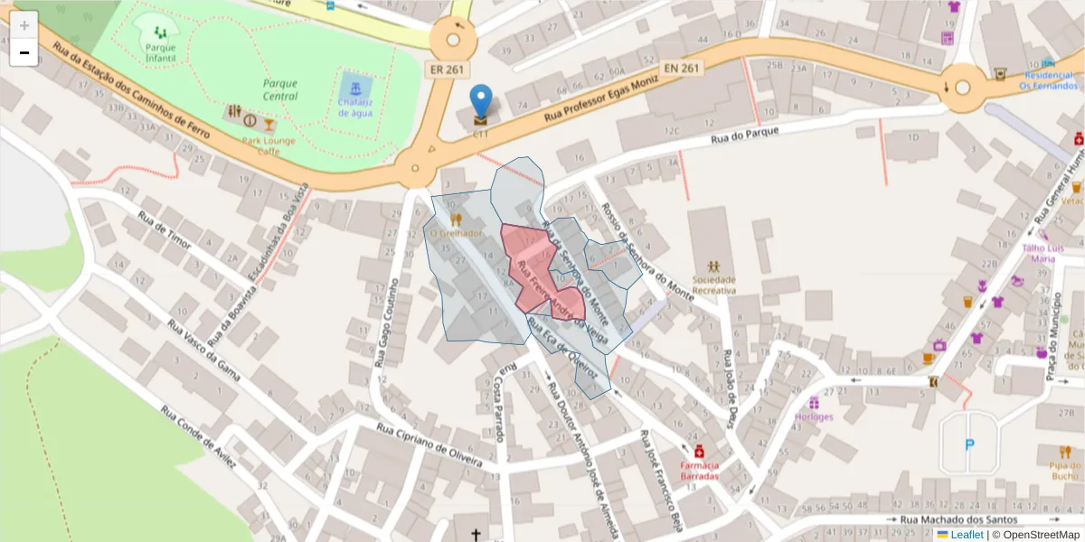 Mapa detalhado do código postal 7540-189 com limites, códigos postais vizinhos e agências dos correios